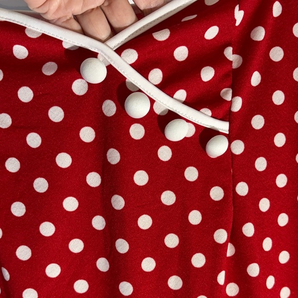 Red & White Polka Dot Skirt With Ruffle Hem - Picture 2 of 6